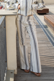 Tilly Cotton Trouser | Offwhite Striped