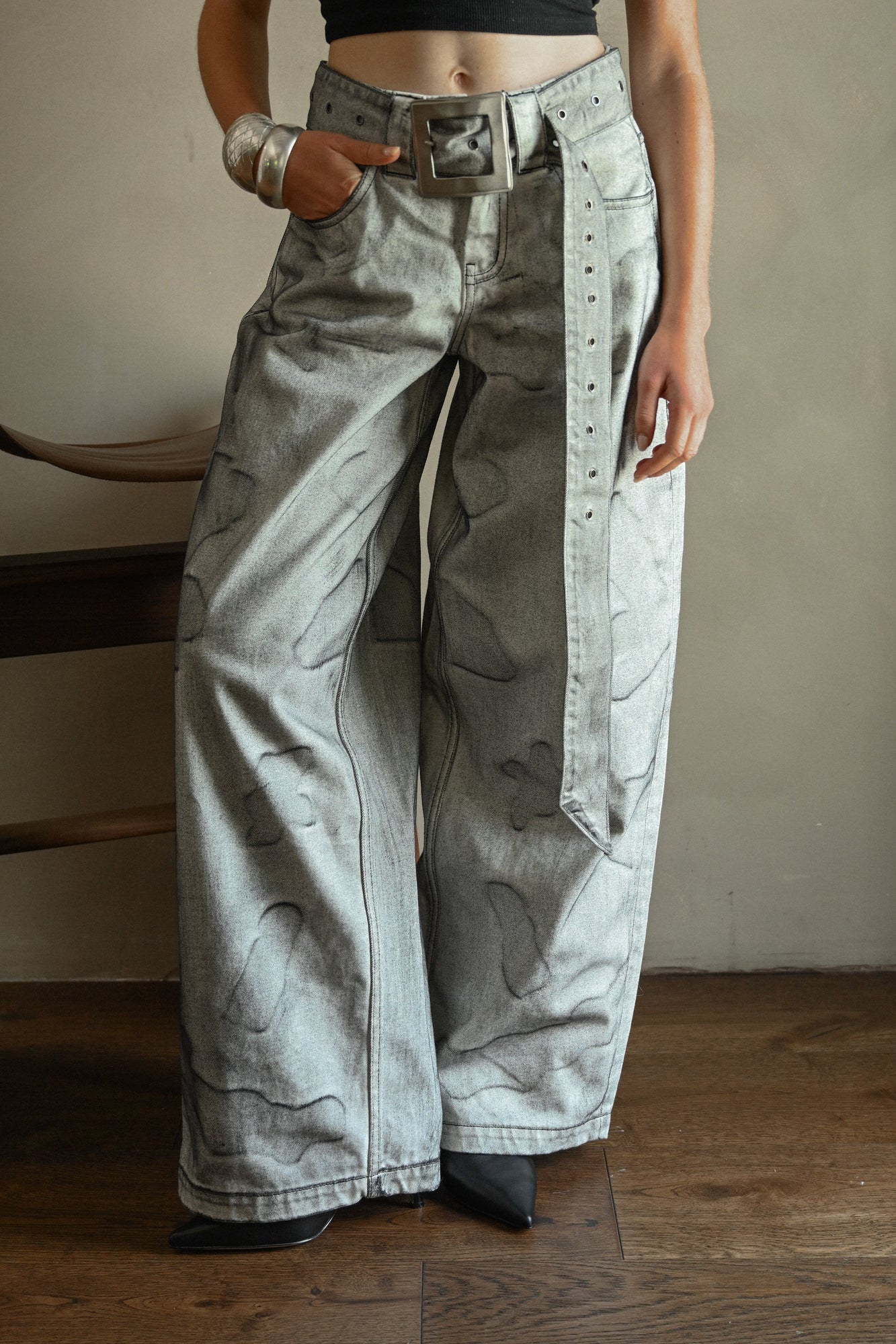 Faria Belted Jeans | Grey