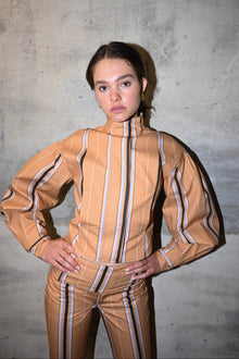 Mindy Cotton Jacket | Camel Striped