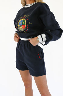 Herald Floral Sweat Shorts | Navy