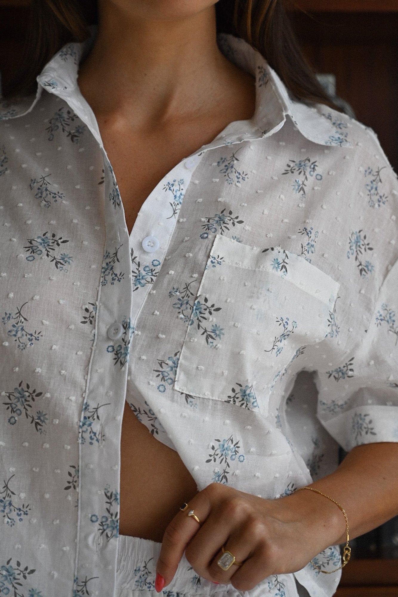 Rosy Collared Shorts Set | Baby's Breath