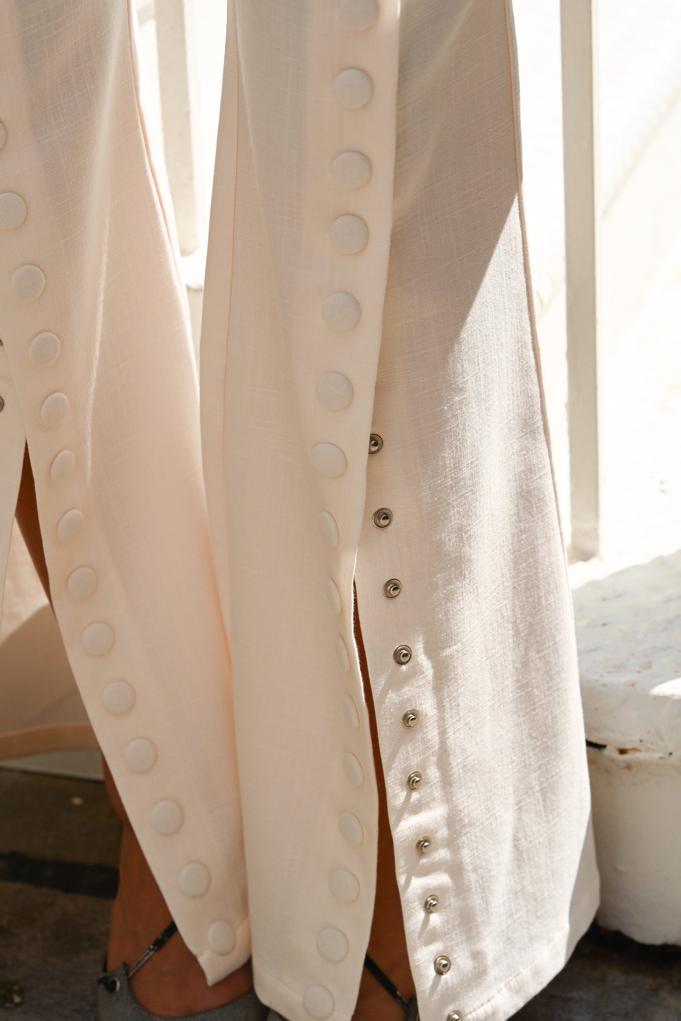 Fabio Linen Snap Trousers | White