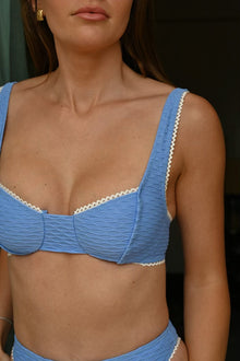 Knox Textured Trim Top | Blue Honeycomb