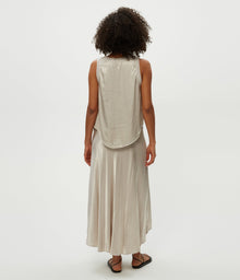 Desi Asymmetrical Satin Skirt | Cement