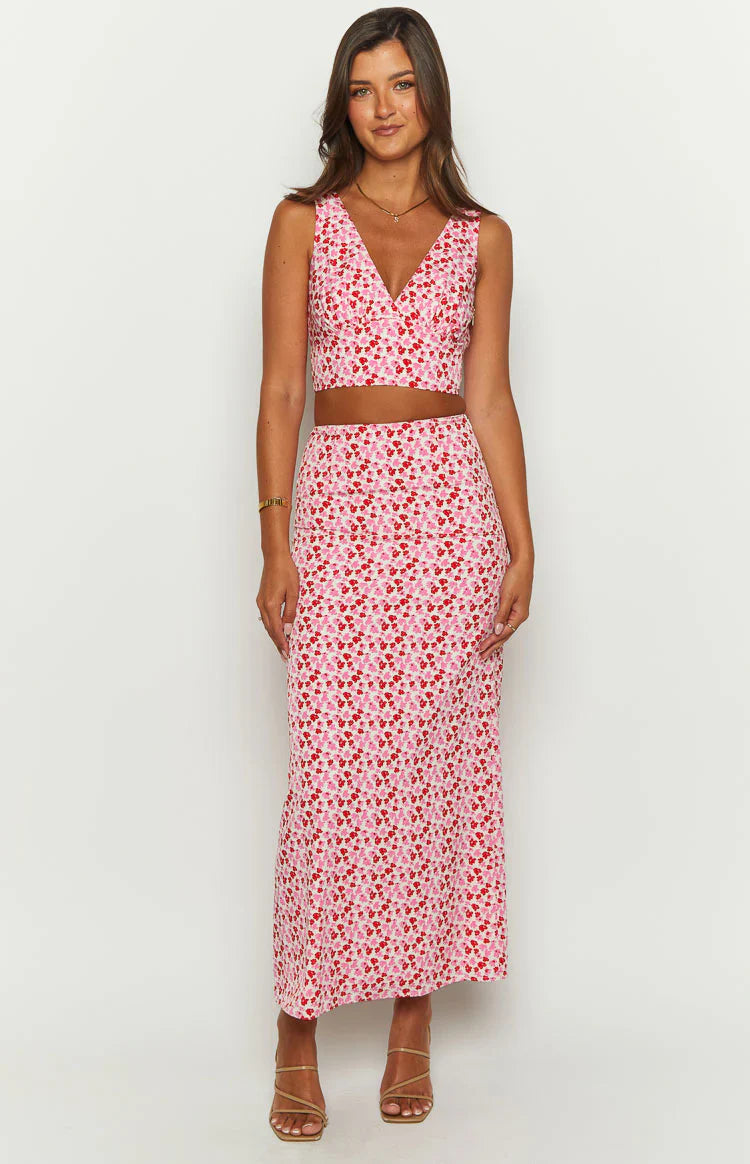Dahlia Speckled Maxi Skirt | Pink And Red