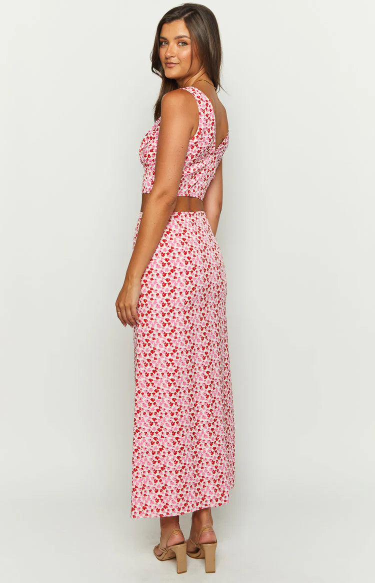 Dahlia Speckled Maxi Skirt | Pink And Red