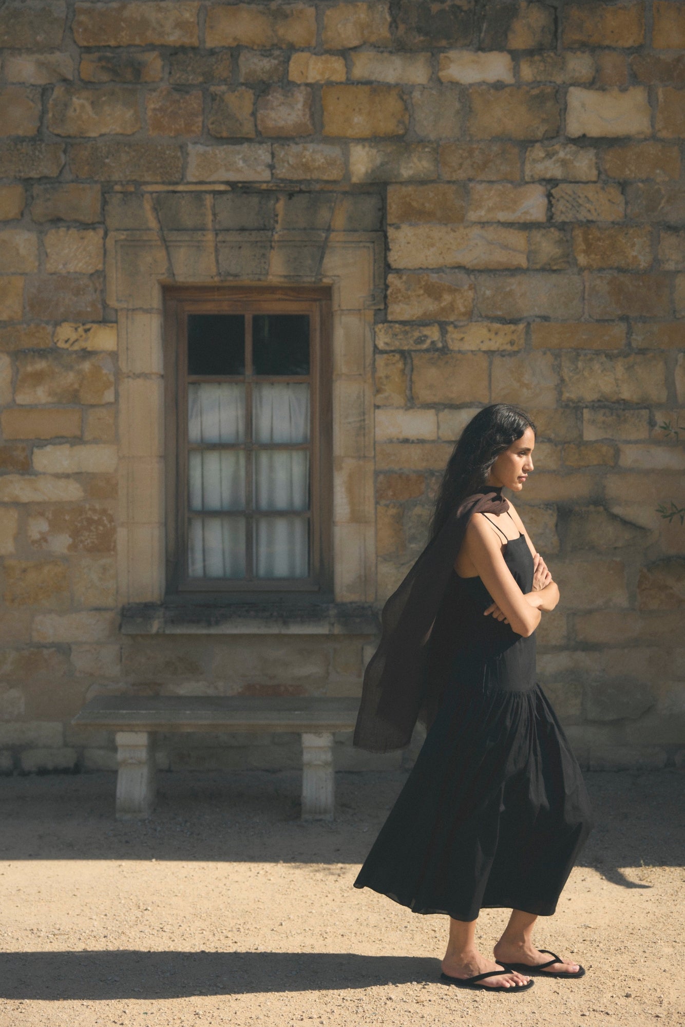 Aya | Dalia Tie-Waist Tiered Organic Cotton Dress in Size Small