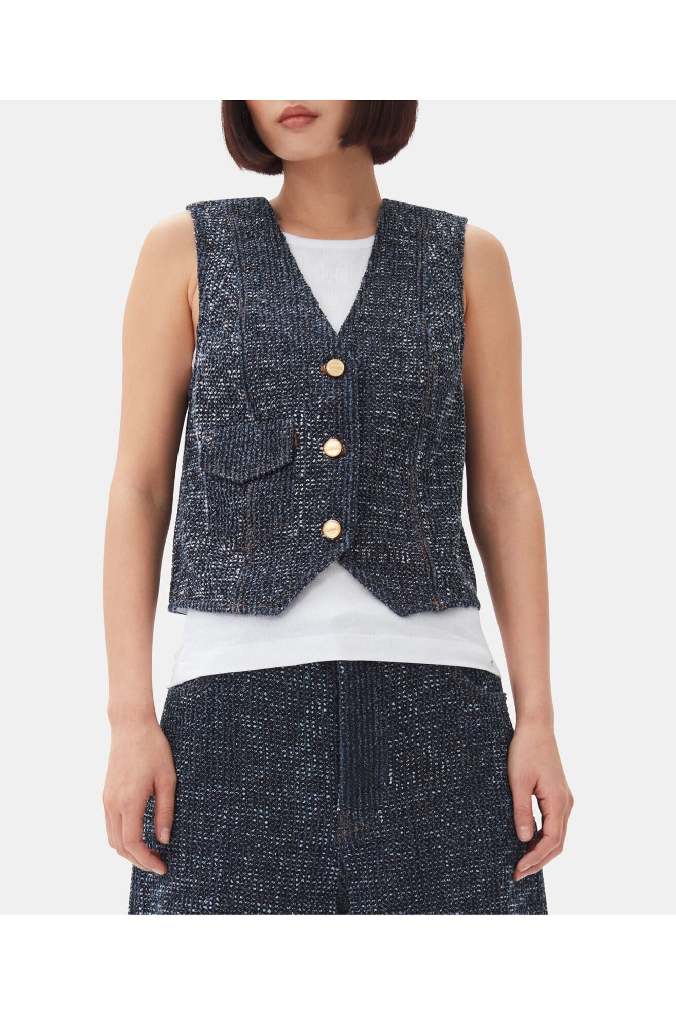 Dark Blue Textured Vest | Rinse
