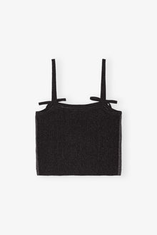 Dark Gray Cable Knit Strap Top | Phantom