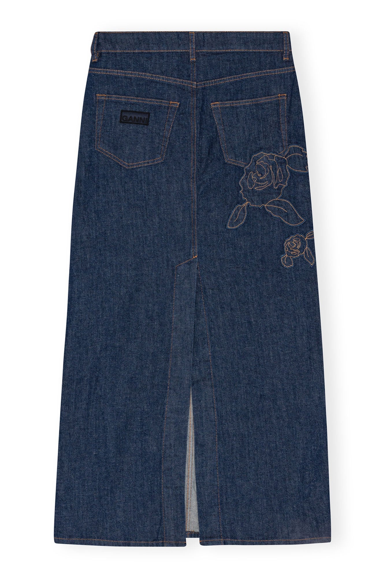 Denim Rose Maxi Skirt | Rinse