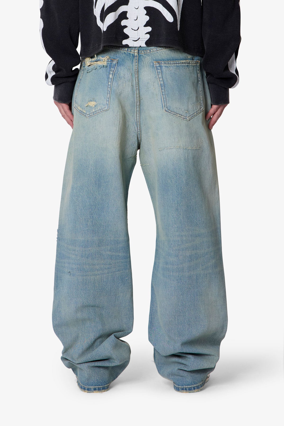 Distressed Ultra Baggy Denim | Blue