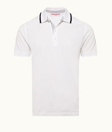 Dominic Tipping Collar Knit Polo Shirt | White