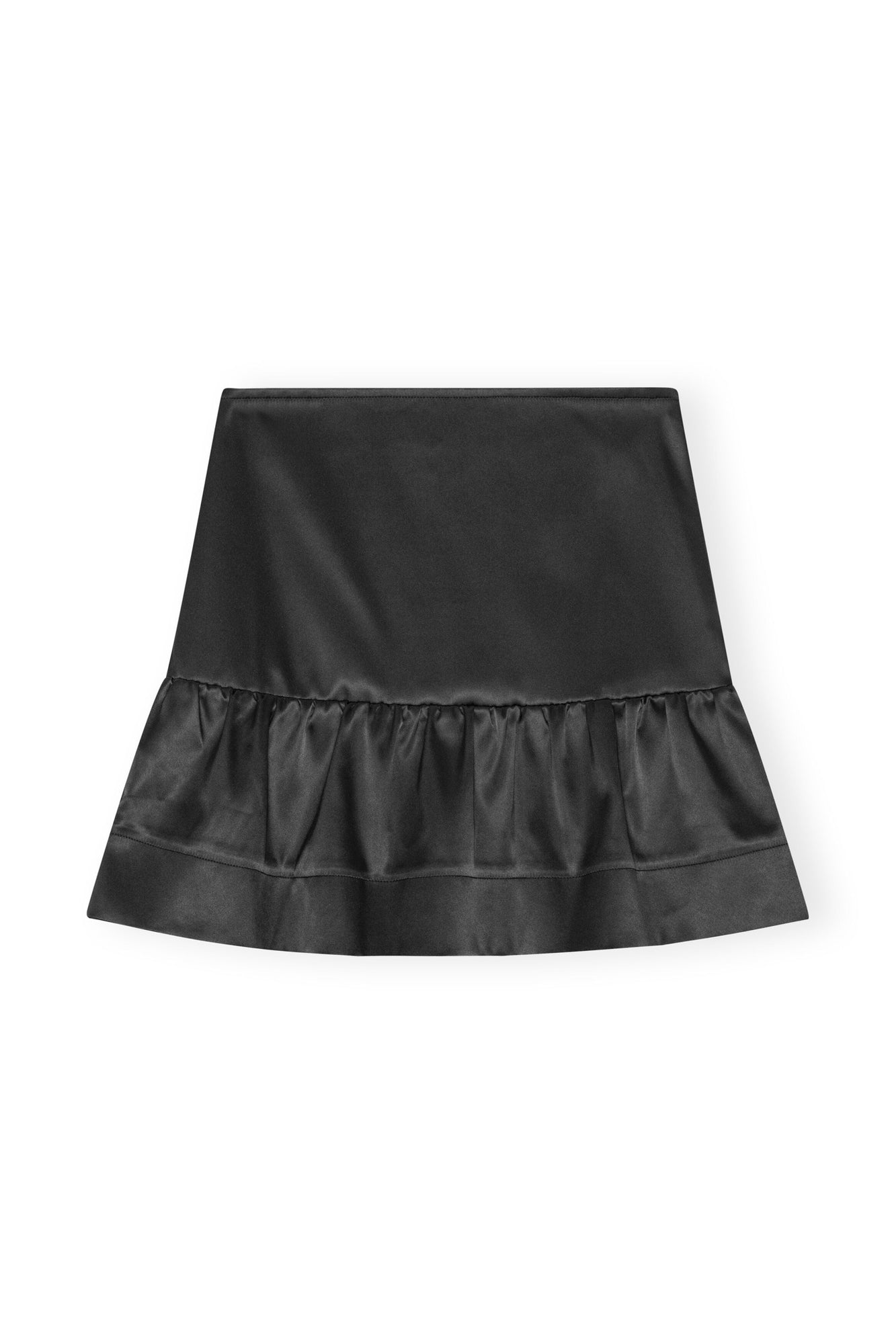 Double Satin Flounce Mini Skirt | Black