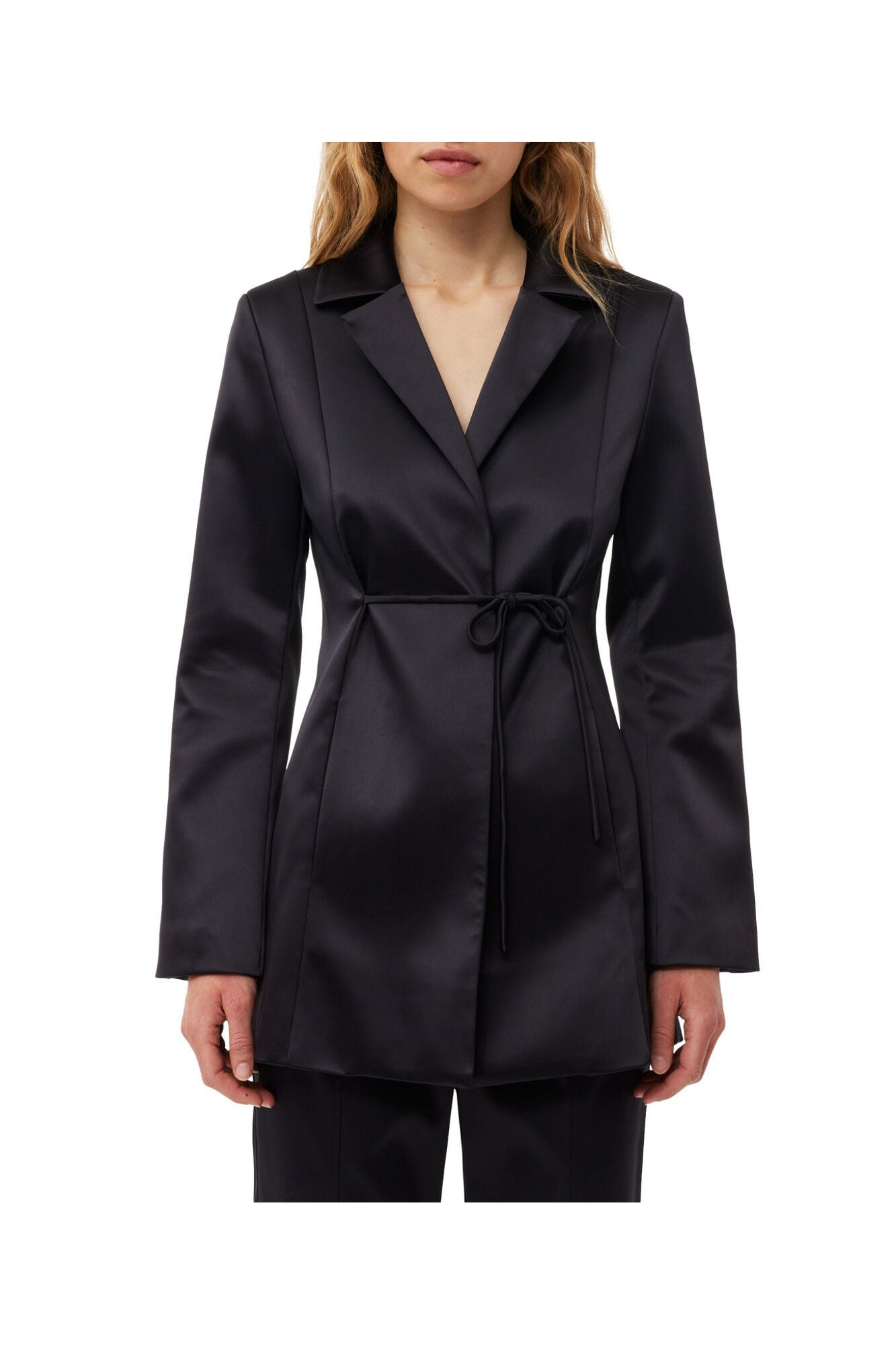 Double Satin Tiestring Blazer | Black