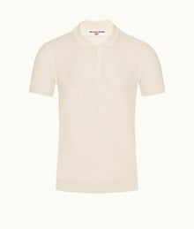 Dr. No Knitted Polo 007 Tailored Fit Silk Polo Shirt | Ivory