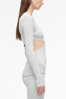 Marled Lurex Crossover Cut Out Pullover | Black/Midnight