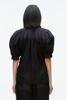 Lantern Sleeve Combo Shirt | Black/Midnight