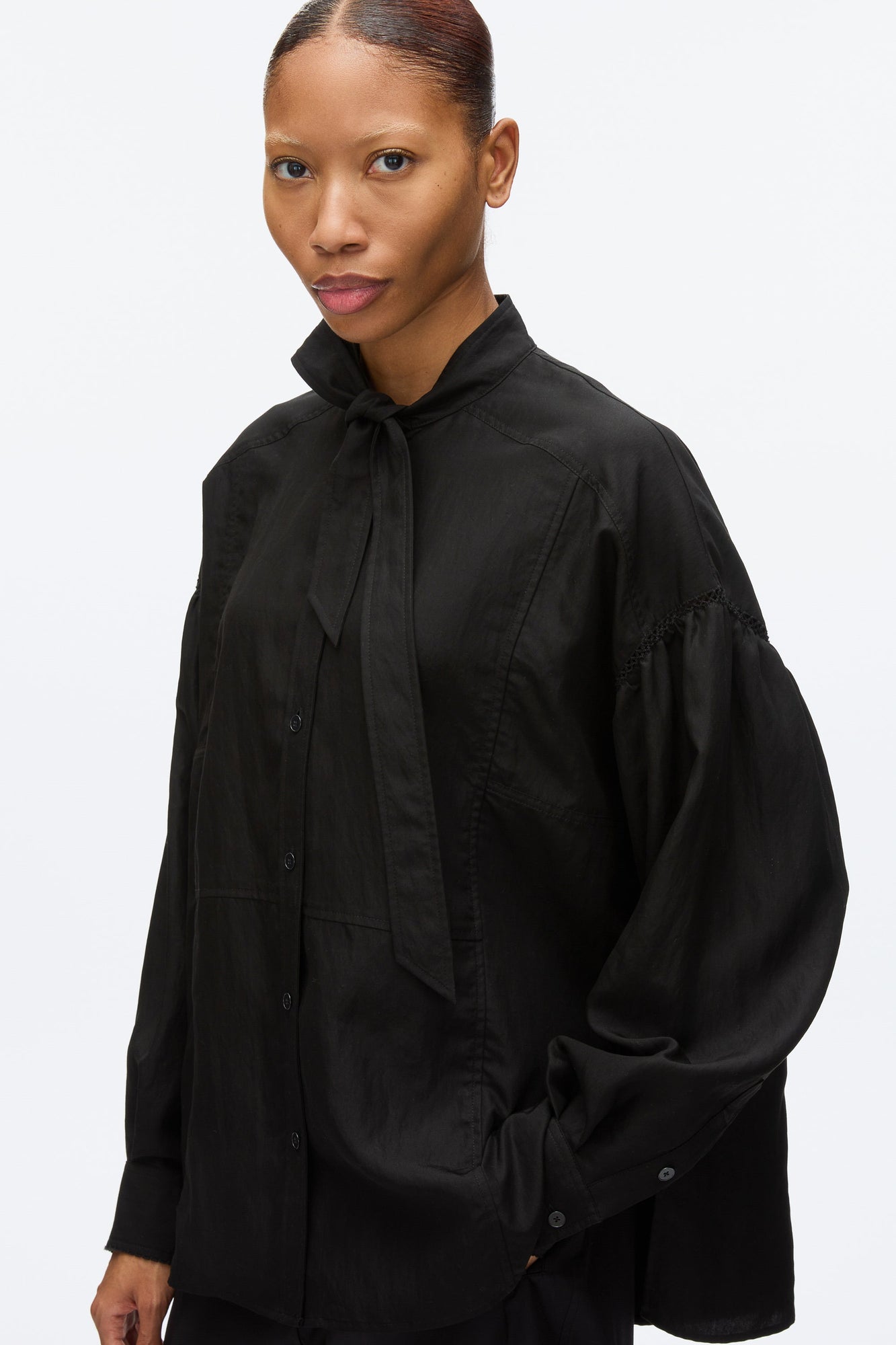 Tie Neck Blouse | Black