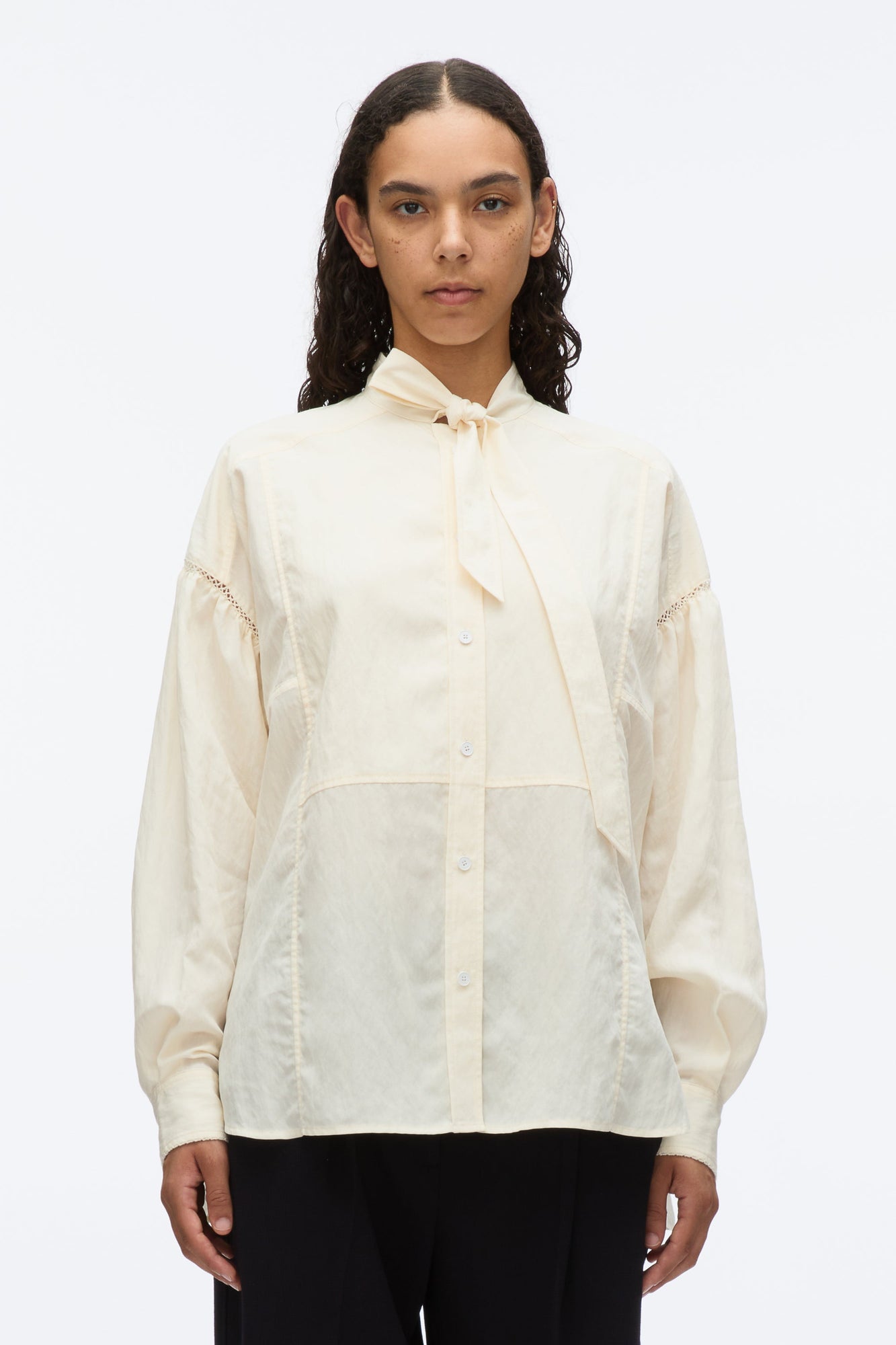 Tie Neck Blouse | Parchment