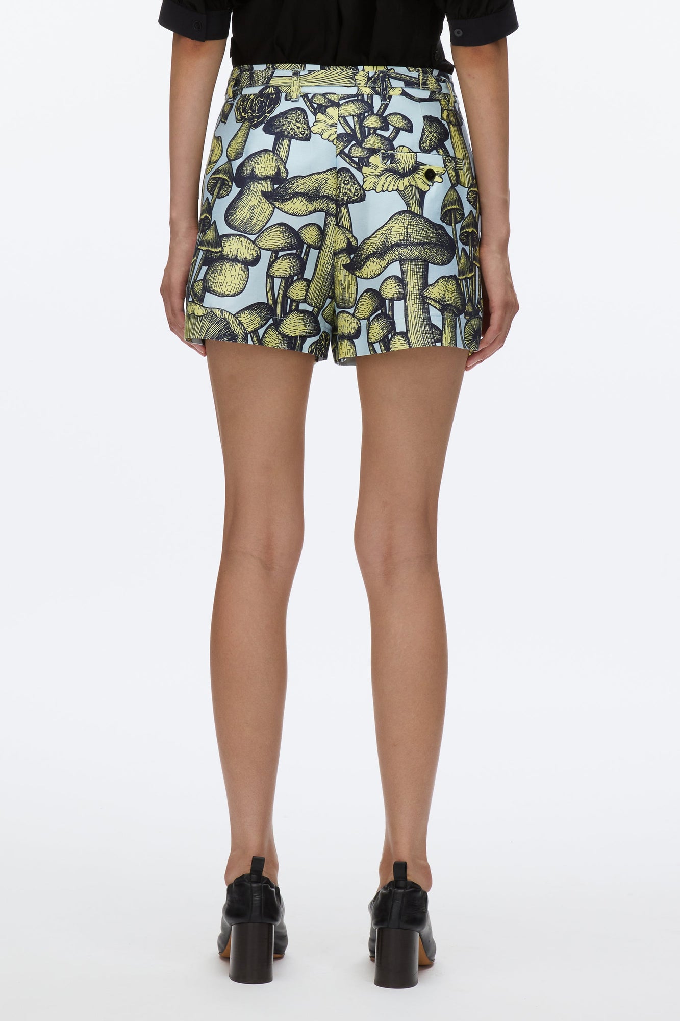 Ethereal Mushroom Single Pleat Short | Sky Blue Multi
