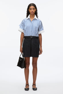 Shirt Combo Dress with Pleated Skirt | Blue Multi/Midnight
