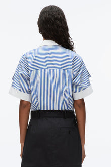Shirt Combo Dress with Pleated Skirt | Blue Multi/Midnight