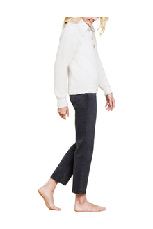 Womens | Cozychic Button Pullover | Heathered Stone/Cream