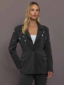 Embellished Scuba Blazer | Charcoal
