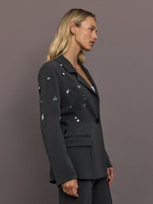 Embellished Scuba Blazer | Charcoal
