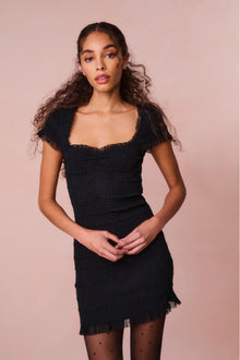 Esca Smocked Mini Dress | Black