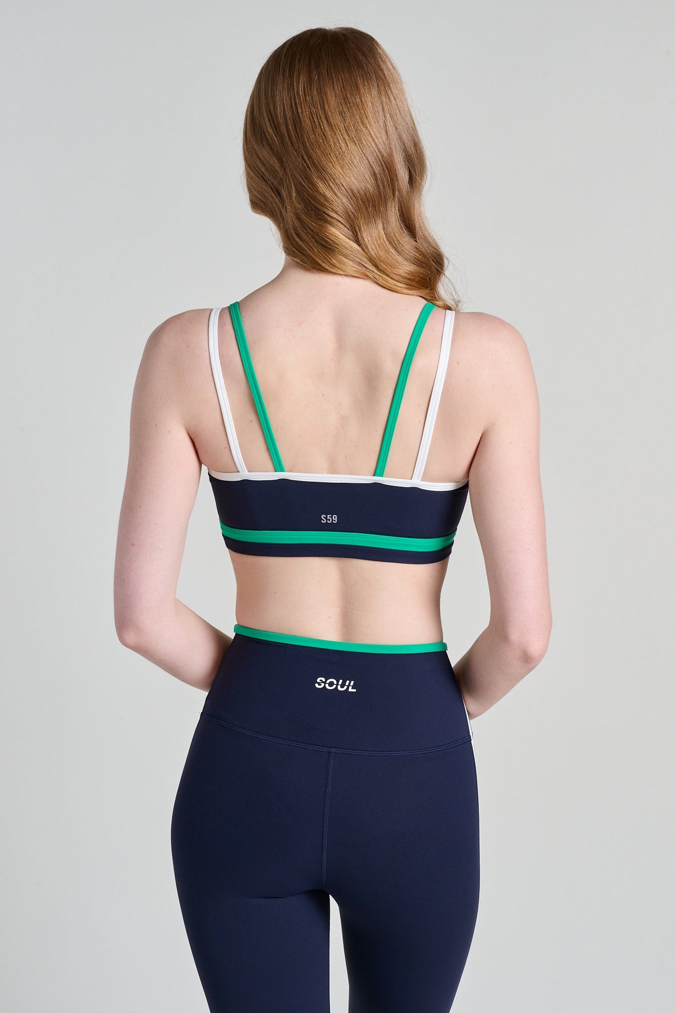 Splits59 | Eva Rigor Double Strap Bra | Indigo/Spearmint