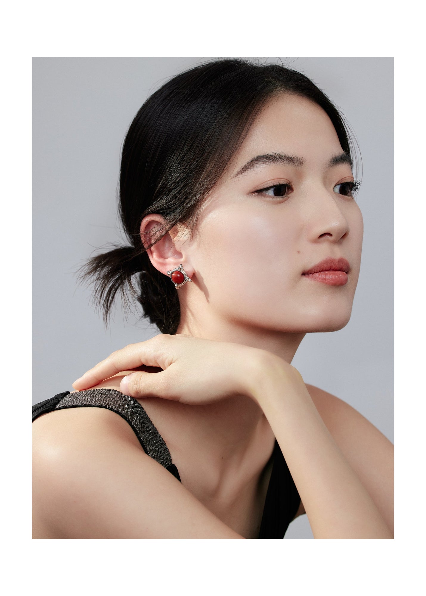 Earring | Silver/Red Agate