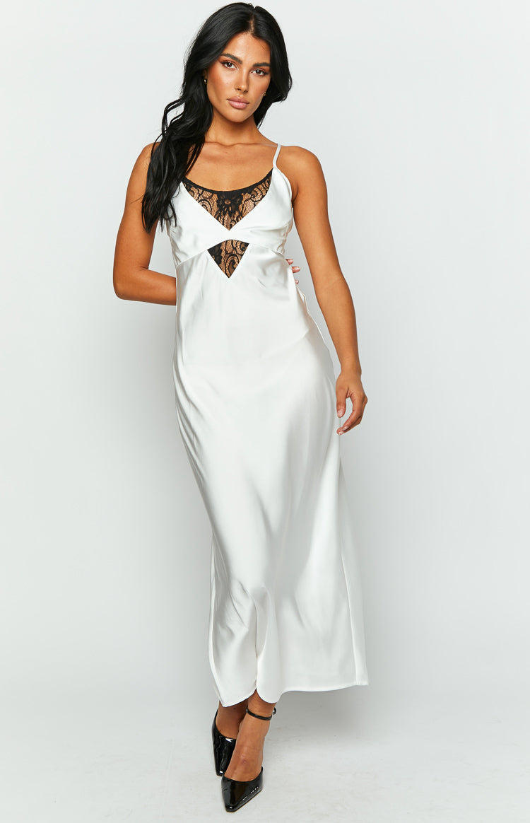 Elery Contrast Midi Dress | White