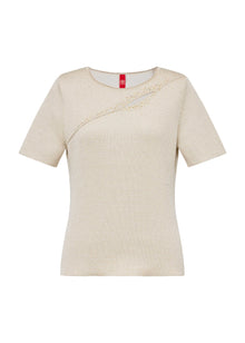 Embellished Knit Top | Beige