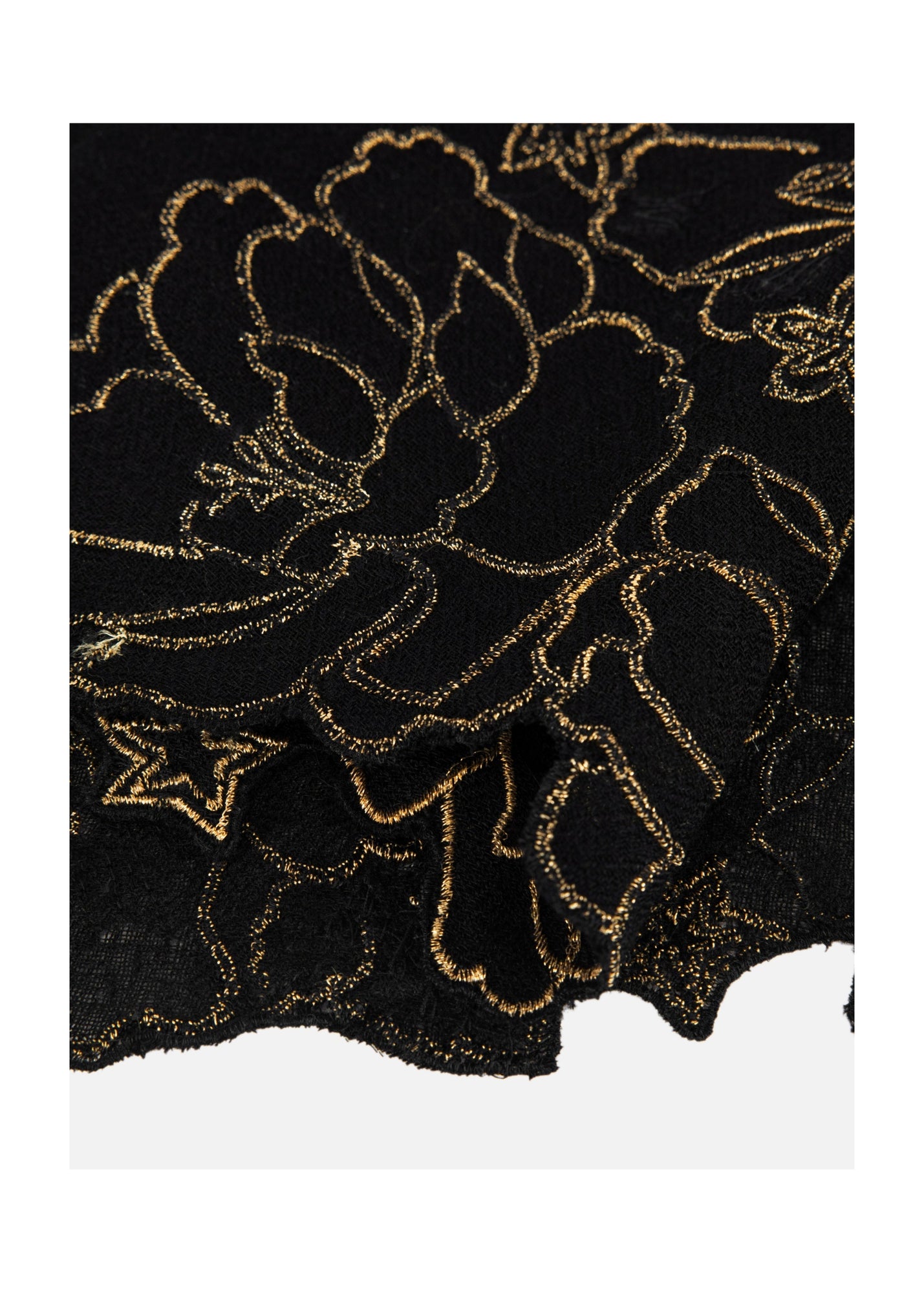 Embroidered Cashmere Scarf | Black