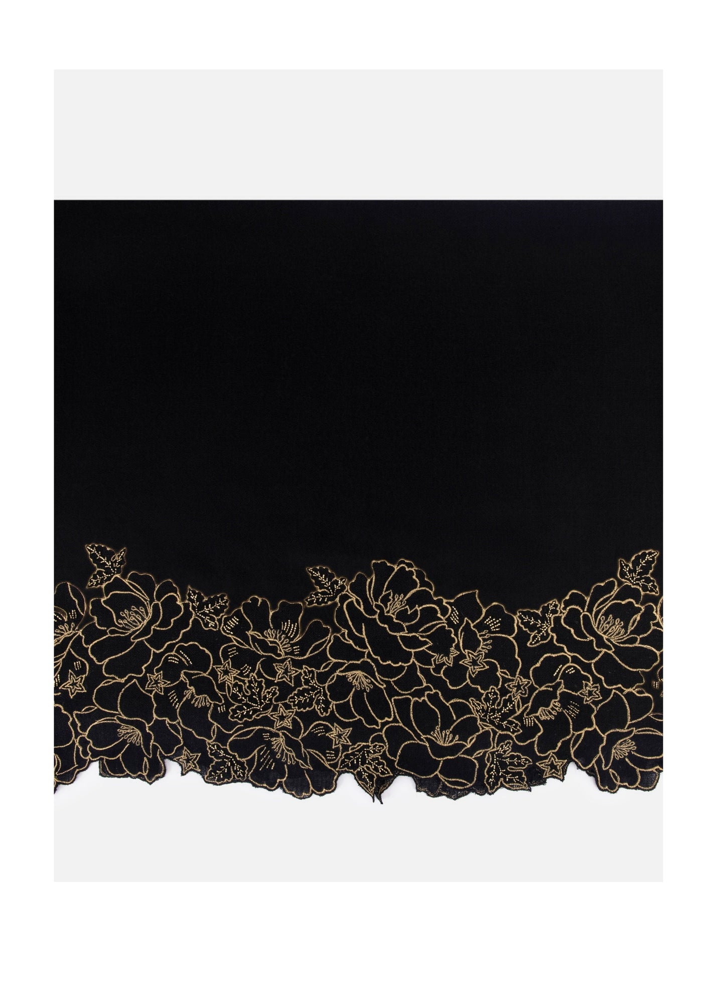 Embroidered Cashmere Scarf | Black