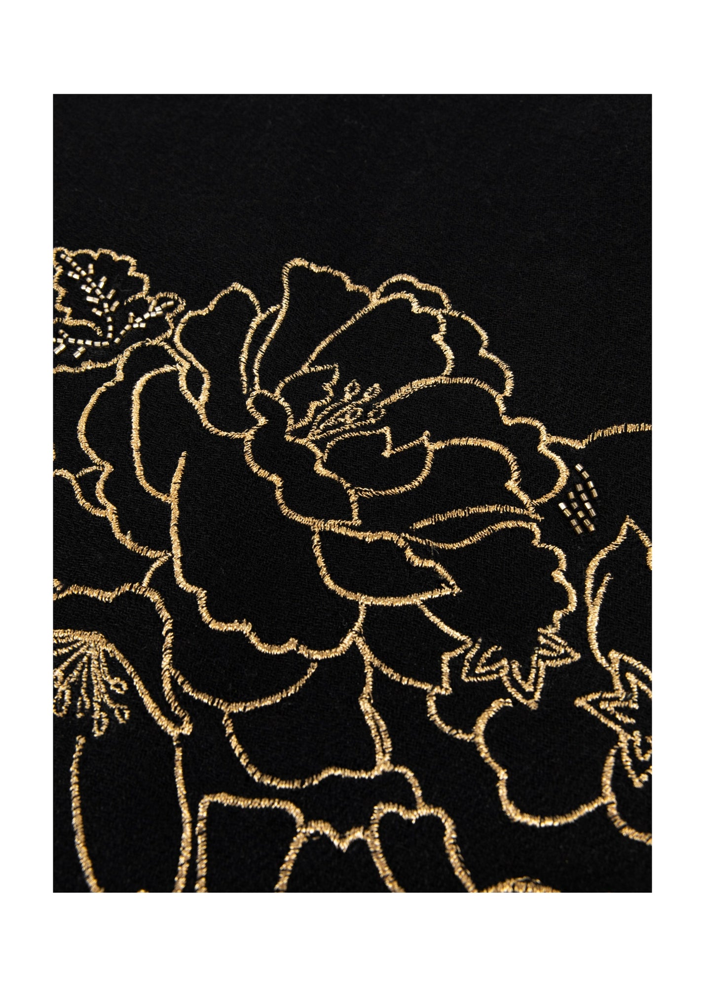 Embroidered Cashmere Scarf | Black