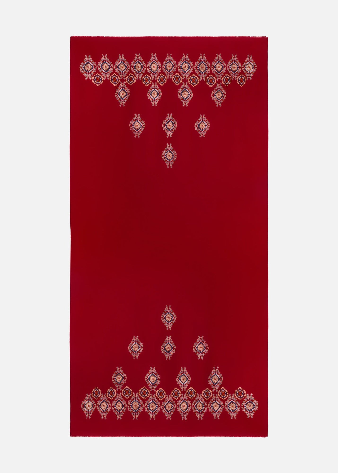 Embroidered Cashmere Scarf | Maroon