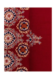 Embroidered Cashmere Scarf | Maroon