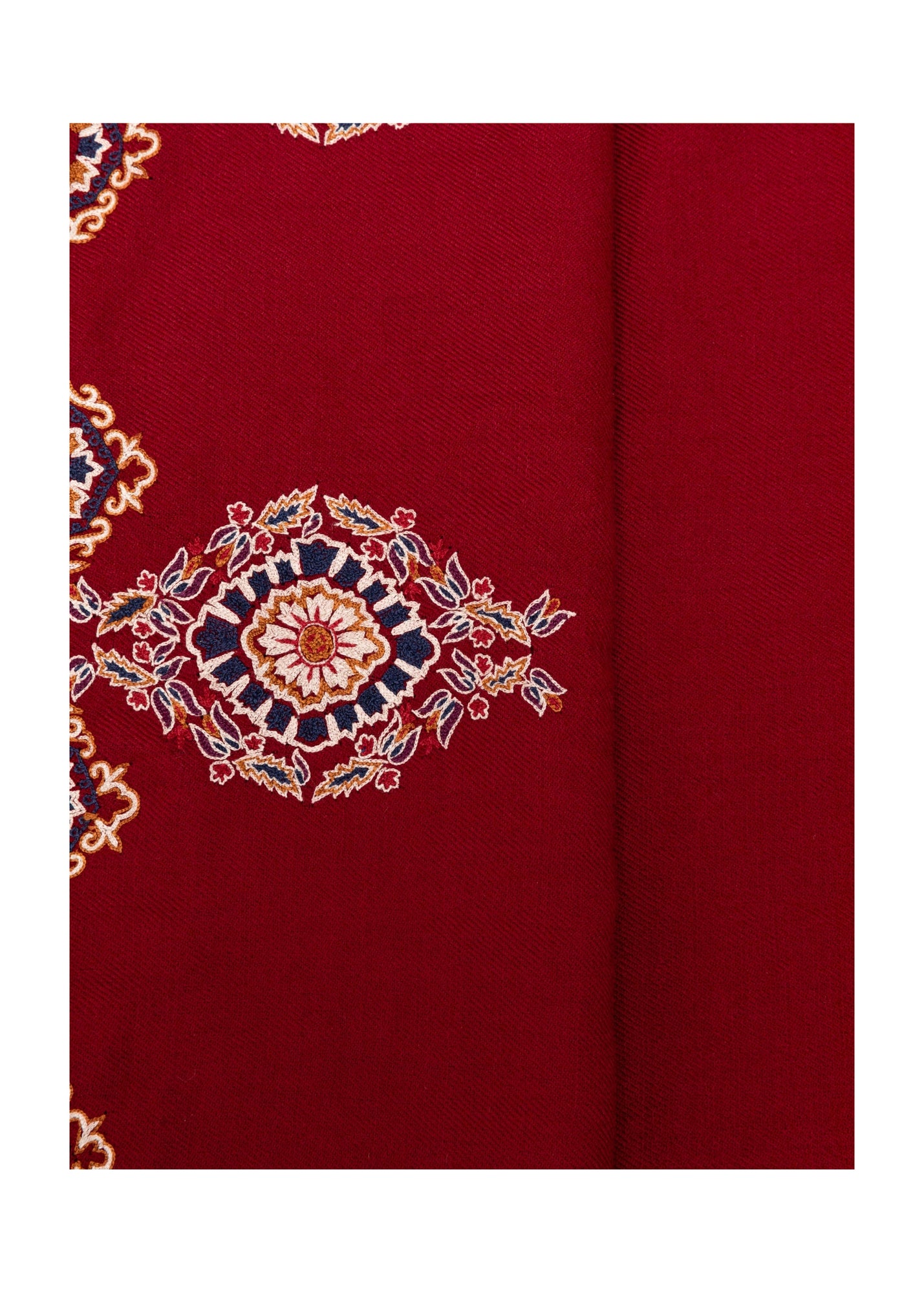Embroidered Cashmere Scarf | Maroon