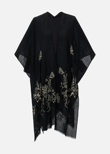 Embroidered Cashmere Shawl | Black