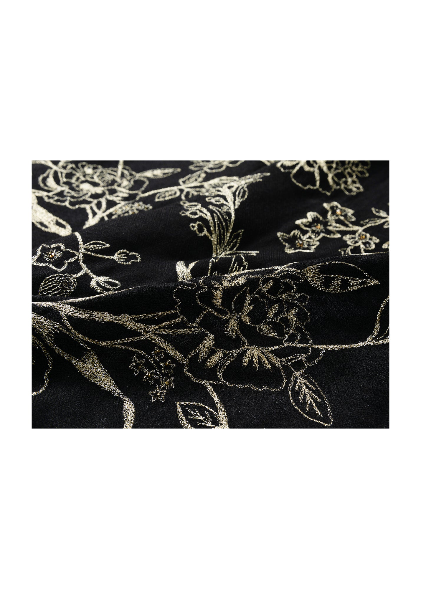 Embroidered Cashmere Shawl | Black