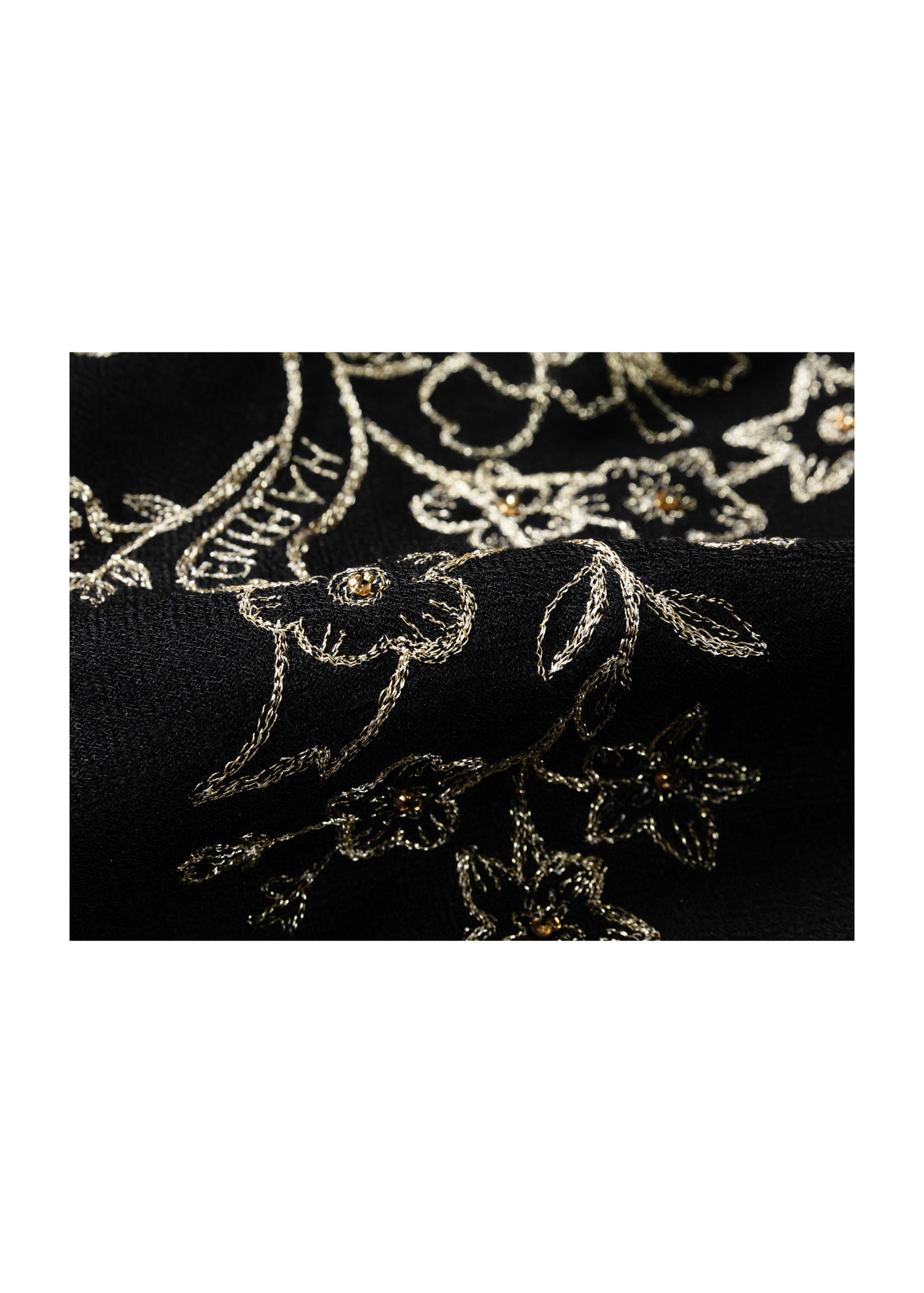 Embroidered Cashmere Shawl | Black