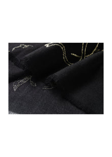 Embroidered Cashmere Shawl | Black