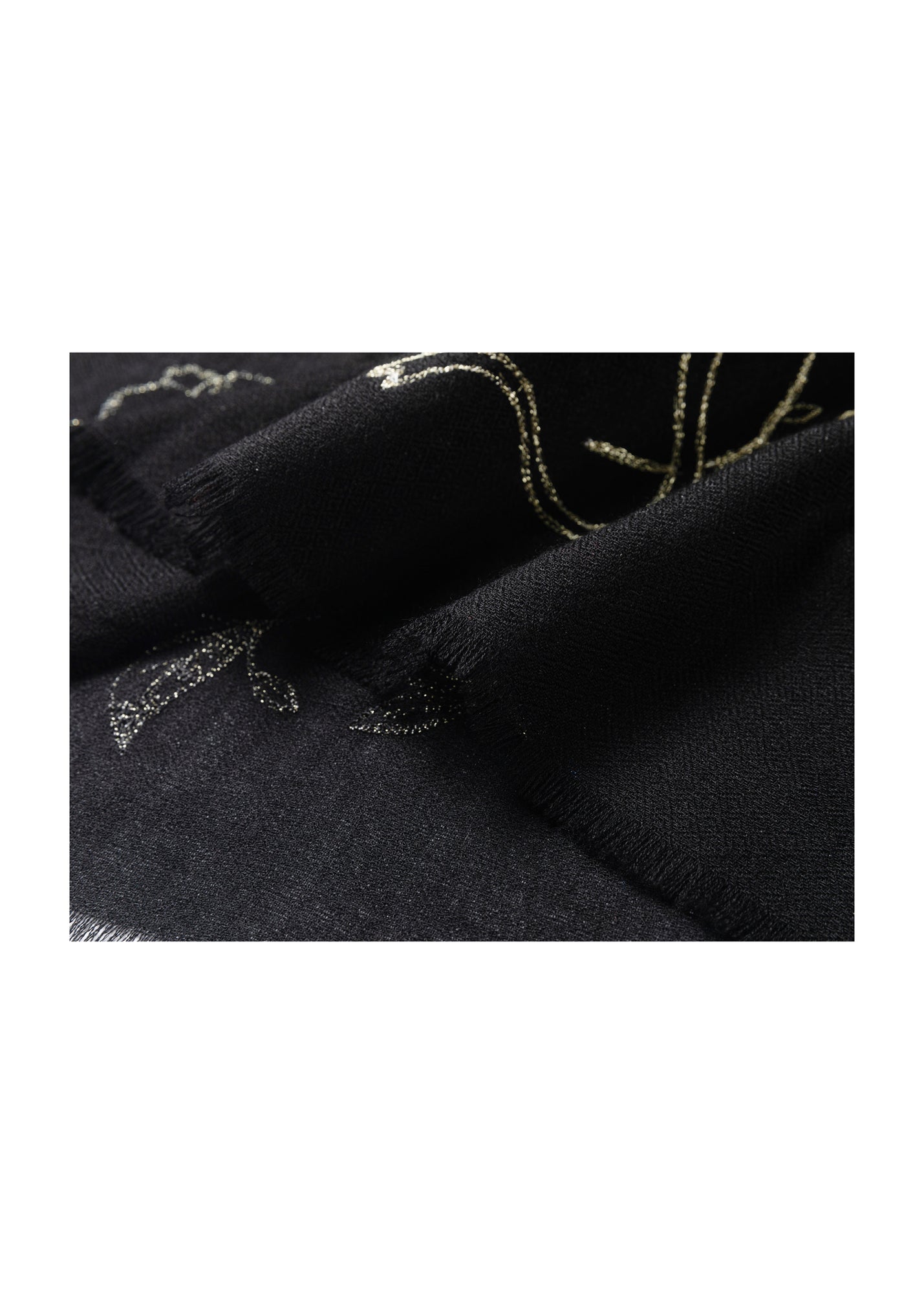 Embroidered Cashmere Shawl | Black