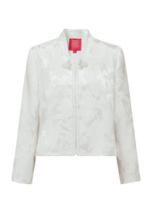 Embroidered Cropped Jacket | White