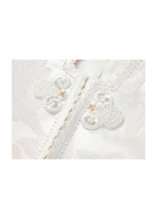 Embroidered Cropped Jacket | White