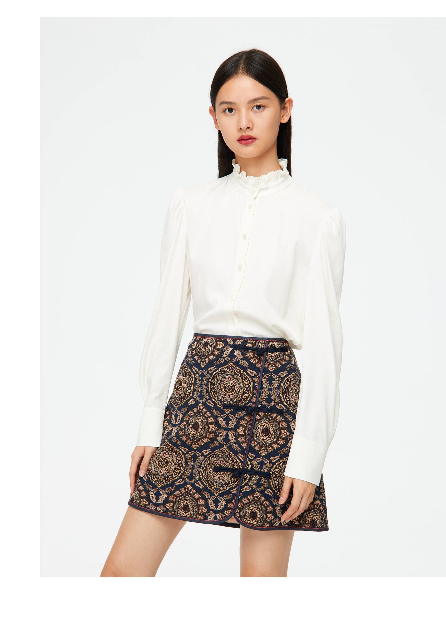 Ethnic Printed Skirt | Navy
