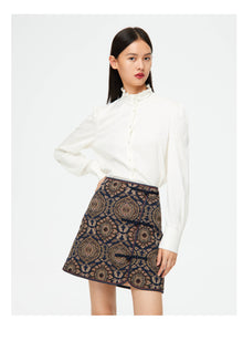Ethnic Printed Skirt | Navy