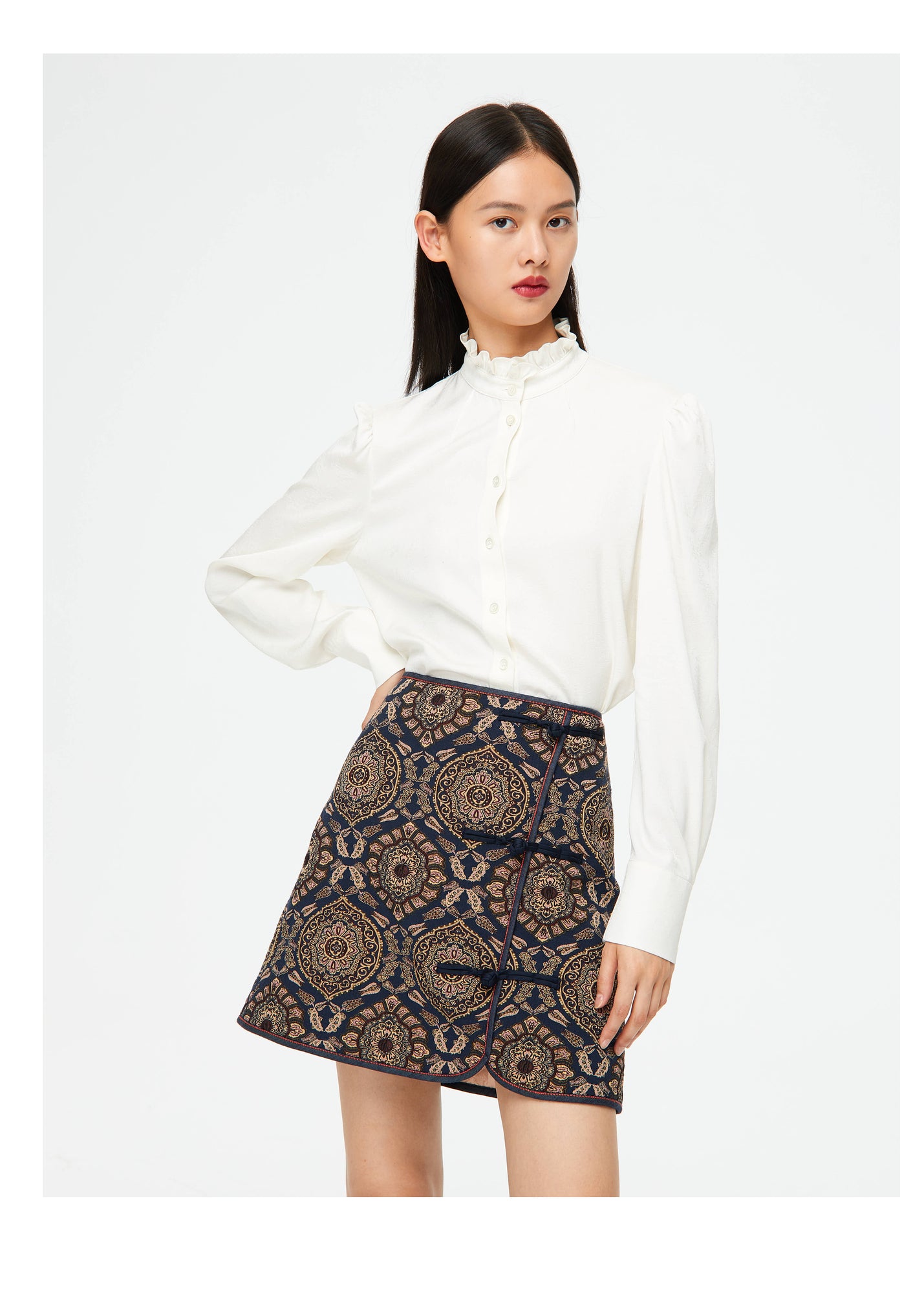 Ethnic Printed Skirt | Navy